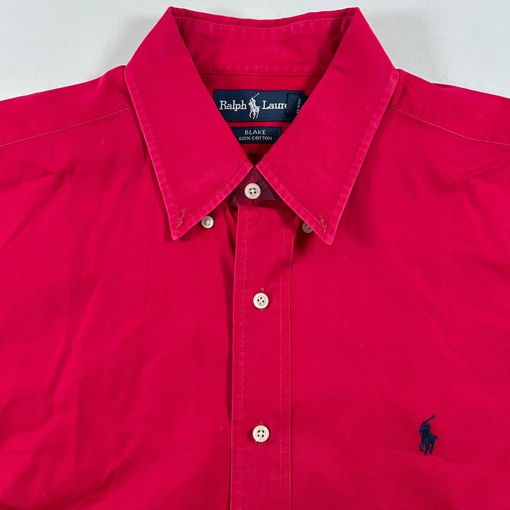 Polo Ralph Lauren Blake Shirt Mens Large Red Cotton Button Down Long Sleeve Pony